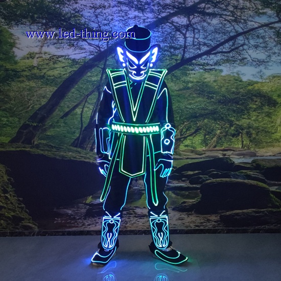 LED Tron Warrior Costume With Demon Mask