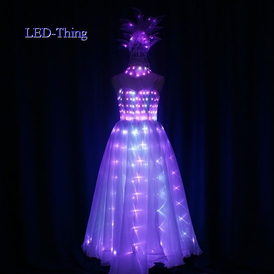 LED Luminous Dress with Flower Headwear