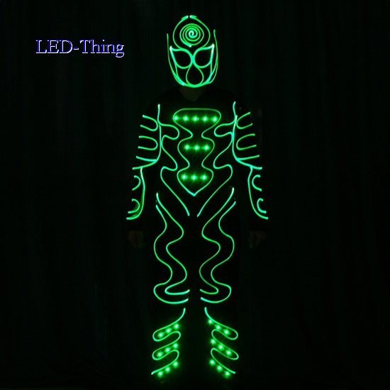 LED Fiber Optic Flashing Luminous Tron Traje Costume Clothing