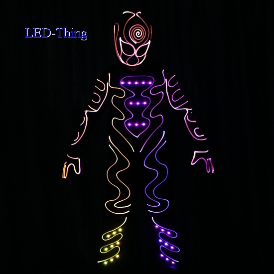 LED Fiber Optic Flashing Luminous Tron Traje Costume Clothing