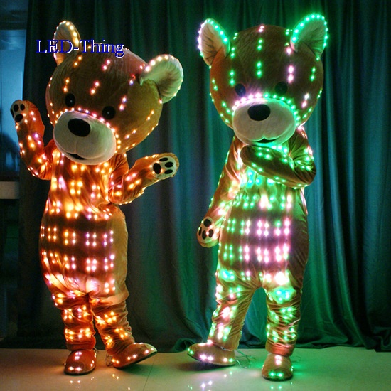 LED Illuminated Light Teddy Bear Cartoon Mascot Costume