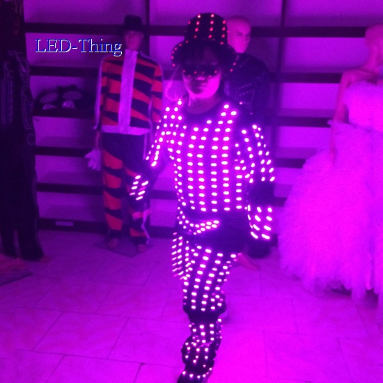 LED Smart Pixel Robot Costume with Hat, Glasses,