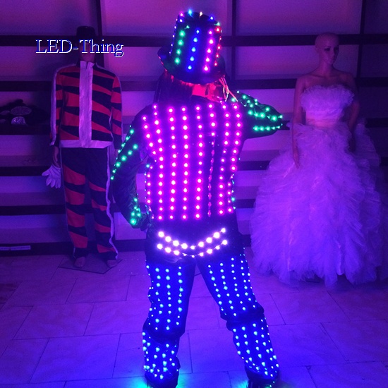 LED Smart Pixel Robot Costume with Hat, Glasses,