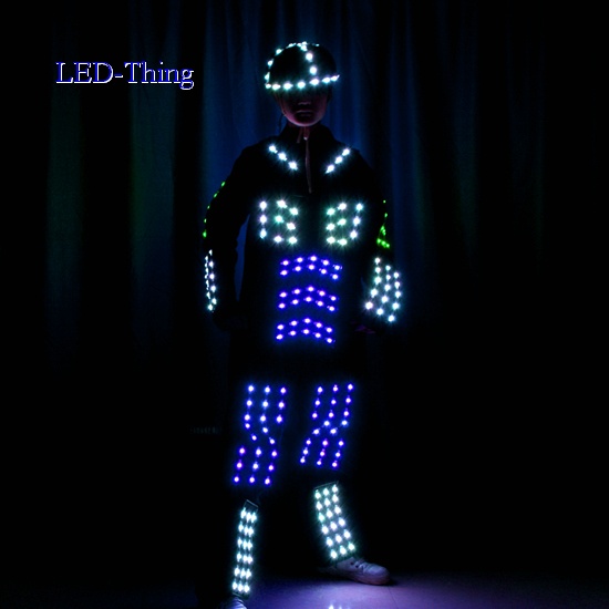 LED Illuminated Dance Tron Robot Costume with Hat for Americas Got Talent