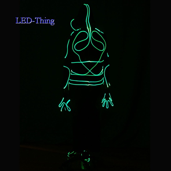 LED Fiber Optic Tron Act Suit Dance Costume Stick Figure Hoodie