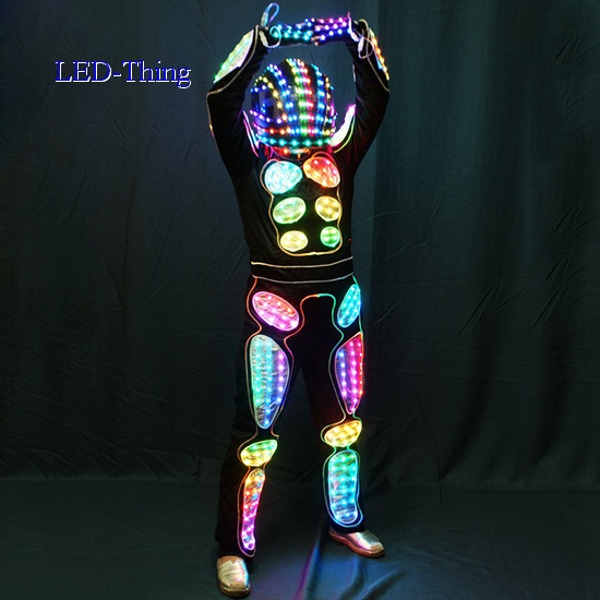 LED Wearable Stick Figure Robot Fiber Optic Tron Dance Costume
