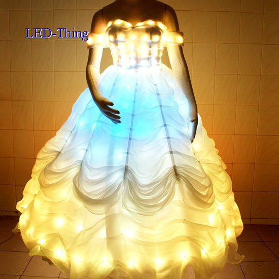 LED Illuminated Glowing Luminous Light Disney Wedding Princess Party Cinderalla Dress