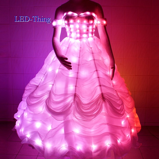 LED Illuminated Glowing Luminous Light Disney Wedding Princess Party Cinderalla Dress