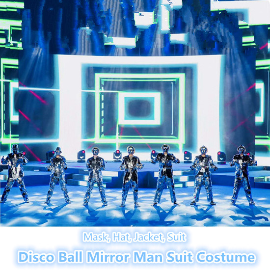 The Blinking Disco Ball Mirror Man Dance Suit Costume