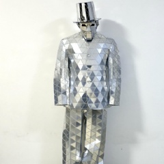 Shiny Silver Mirror Man Dance Suit