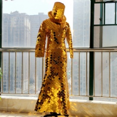 Golden Mirror Costume with Hat, Jacket, Dress