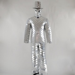 Shiny Silver Metal Man Mirror Jumpsuits