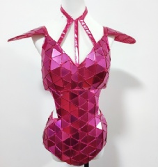 Sexy Pink Mirror Girl Bikini Nightclub Jumpsuit