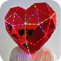 Mirror Heart Head With LED For Show Performance