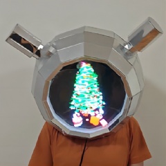 3D Mirror TV Heads Performance Helmet With Programmable LED Screen