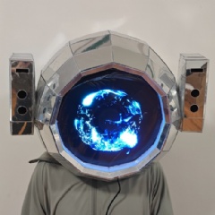 3D Mirror Heads Performance Helmet With Programmable LED Screen