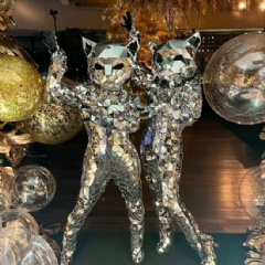 Golden Silver Disco Mirror Club Catgirl Jumpsuit