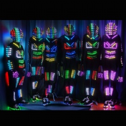 LED Digital Smart Pixel Neon Glow Robot Costume