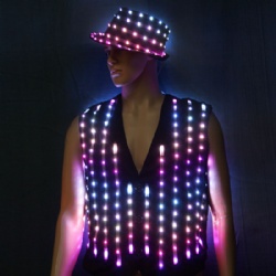 LED DJ Nightclub Vest Glowing Illuminated Hat Costume