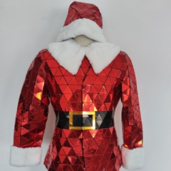 Luxury Mirror Santa Claus Costume: Full-Body Reflective Christmas Suit for Shopping Malls, Holiday Parades & Nightclub Entertainment