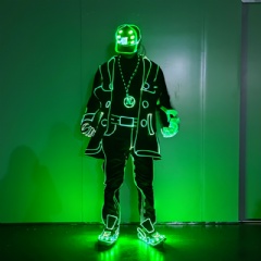 Professional LED Tron Dance Costume: RGB Programmable Light-Up Suit for America's Got Talent Style Stage Shows, EDM Festivals & Robotic Dance Acts