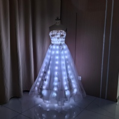 Ethereal LED Princess Bride Wedding Dress: Fiber Optic Light-Up Bridal Gown for Grand Entrances, Professional Singers & Immersive Stage Performances
