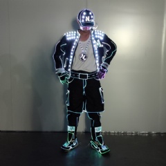 Professional LED Wireless Programmable Tron Dance Costume: High-Sync RGB Light-Up Suit for Stage Shows, Dance Crews & Futuristic Event Entertainment