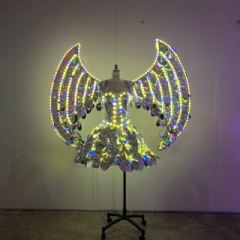 Professional LED Isis Wings Rainbow Angel Costume: High-Brightness RGB Light Up Wings for Belly Dance, Carnival Parades & Ethereal Stage Performances