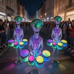 Dynamic LED Drumming Performance Suit: High-Impact RGB Percussion Glow Costume for Stage & Corporate Events