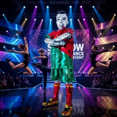 Dazzling Mirror Mosaic Portugal Soccer Performer Costume