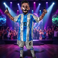 Premium Giant Mirror Football Player Costume | Reflective Polygon Mascot Suit for Event Entertainment